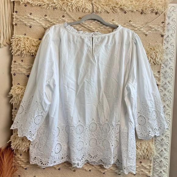 Talbots White Eyelet Tunic Blouse Top 2X - Picture 5 of 8
